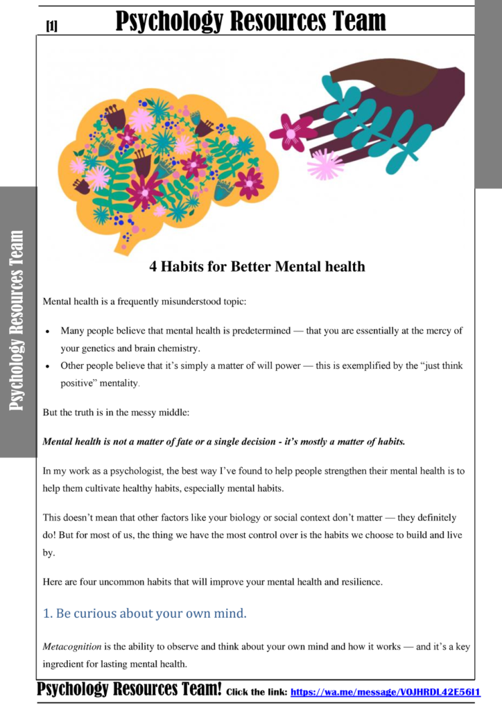 What Are 4 Habits For Better Mental Health?